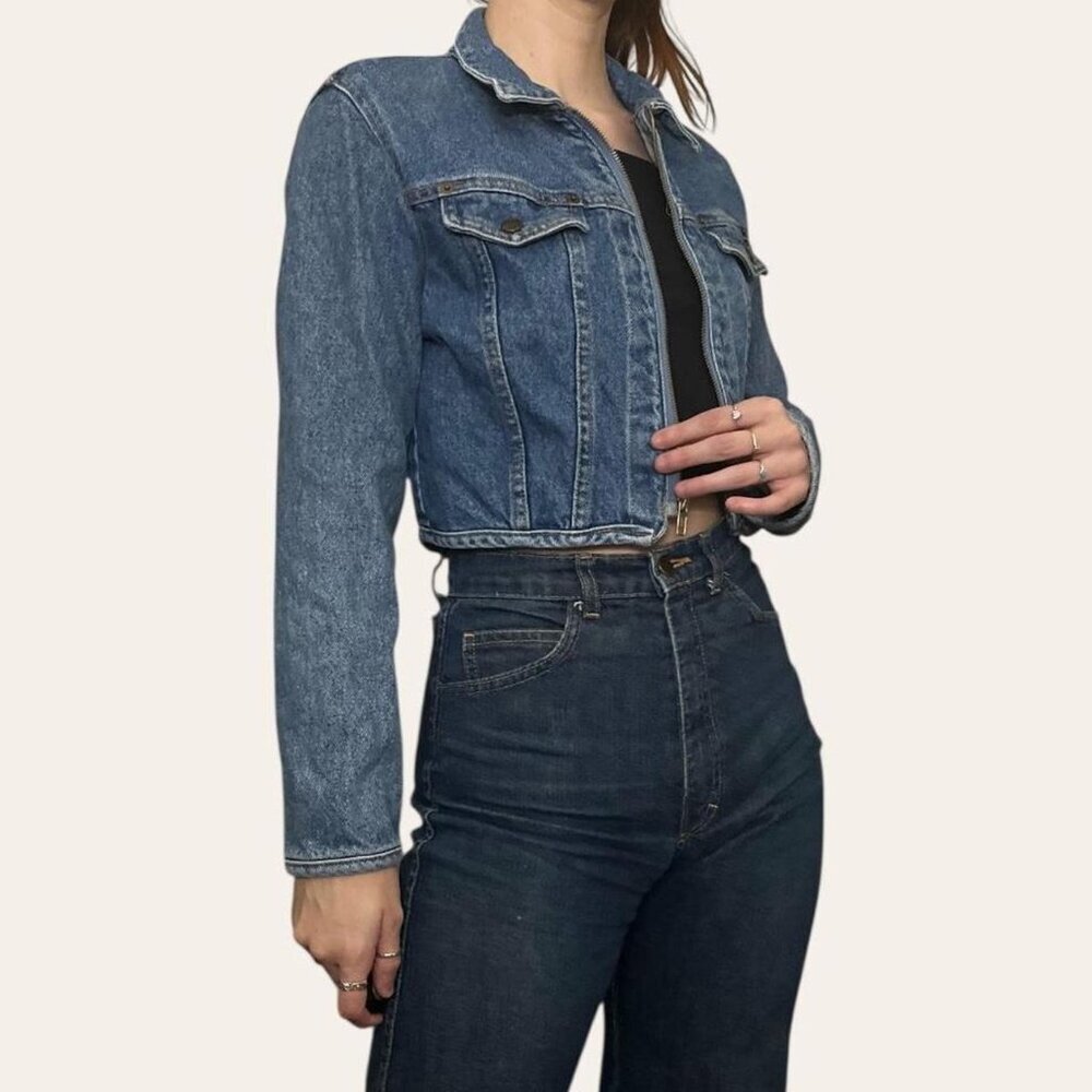 Paris Blues 90s vintage light wash cropped denim jacket - XS/Small - Picture 3 of 8